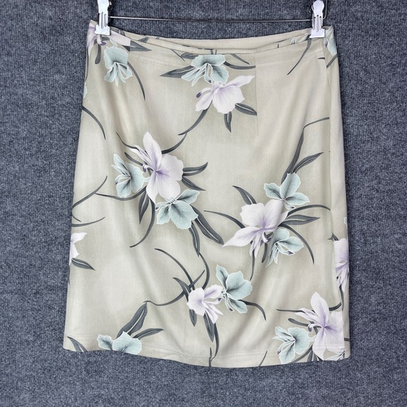 Vintage Tommy Bahama 100 % Silk Wrap Skirt‎ Floral Print Beige size 10 - Picture 2 of 6